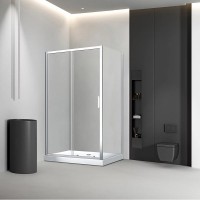 Душевой уголок Veconi Rovigo RV-046 150x110x195, профиль матовый хром, стекло прозрачное