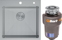 Комплект Мойка D&K DKS505004 сатин + Измельчитель Bort Titan Max Power FullControl
