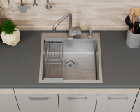 Комплект Мойка D&K DKS505004 сатин + Измельчитель Bort Titan Max Power FullControl