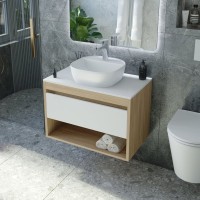 Тумба с раковиной Teymi Ritta 65 дуб эврика, матовая белая, раковина Solli 40