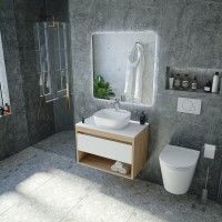 Тумба с раковиной Teymi Ritta 65 дуб эврика, матовая белая, раковина Solli 40