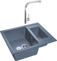 Комплект Мойка GranFest Quadro GF-Q610K графит + Смеситель MEGA Mega