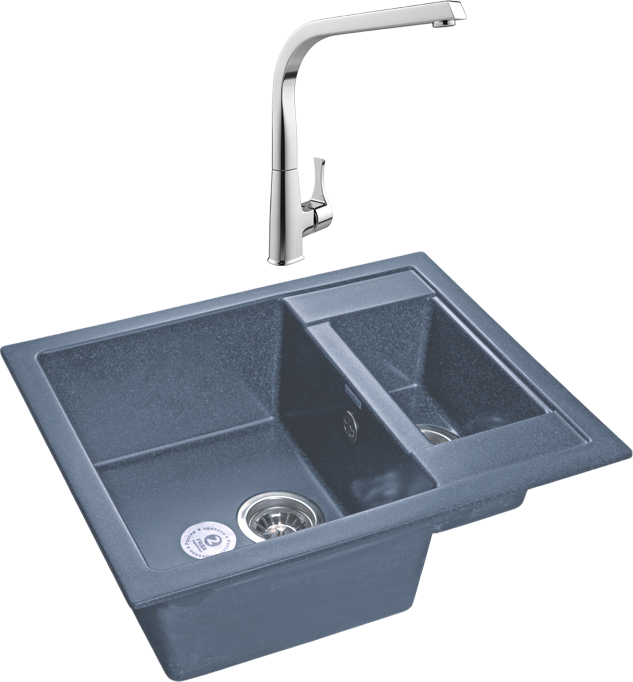 Комплект Мойка GranFest Quadro GF-Q610K графит + Смеситель MEGA Mega