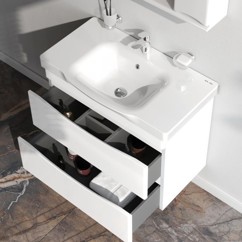 Тумба с раковиной AM.PM Like 80 подвесная, белый глянец