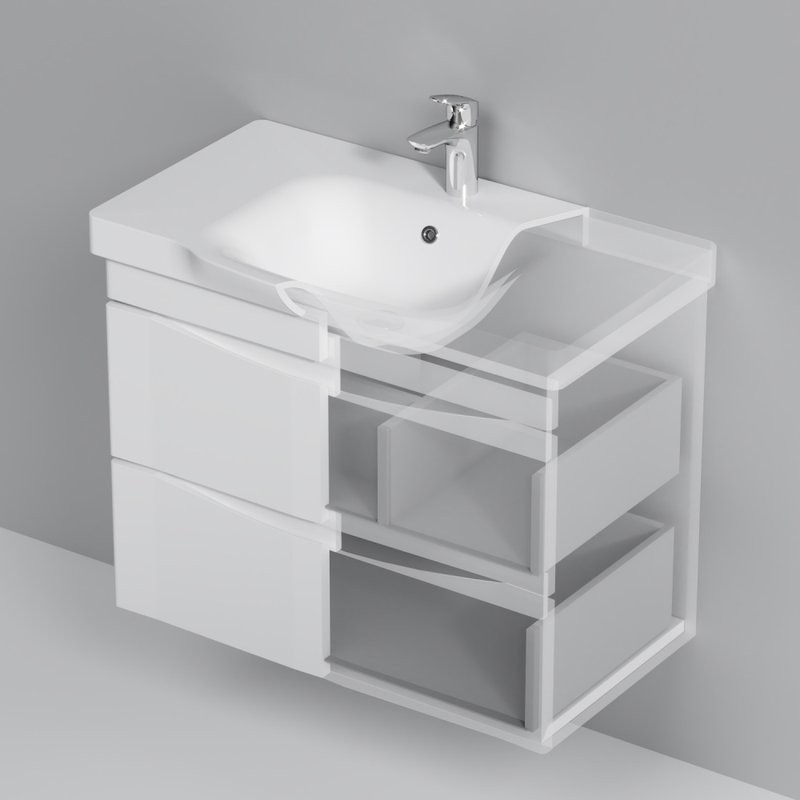 Тумба с раковиной AM.PM Like 80 подвесная, белый глянец