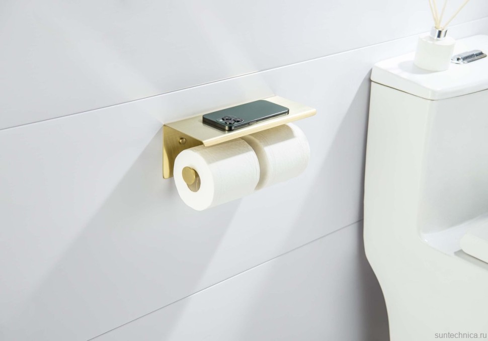 Держатель для туалетной бумаги AQUATEK Оберон AQ4909BG шлифованное золото