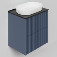 Тумба под раковину со столешницей La Fenice Terra Twin Blu Grigio 60 подвесная, синяя матовая, столешница черный мрамор