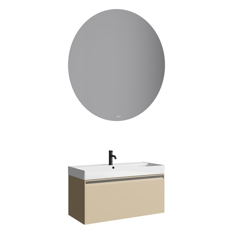 Тумба с раковиной Aqwella Pure 100 капучино светлый
