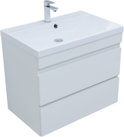 Тумба под раковину без столешницы Aquanet Нота new 75 подвесная, белая глянцевая