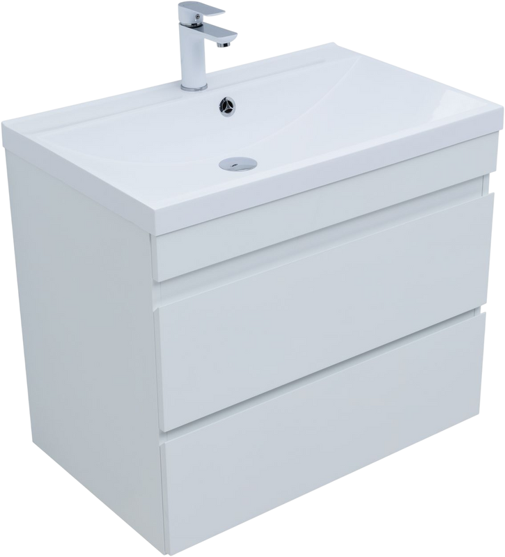 Тумба под раковину без столешницы Aquanet Нота new 75 подвесная, белая глянцевая