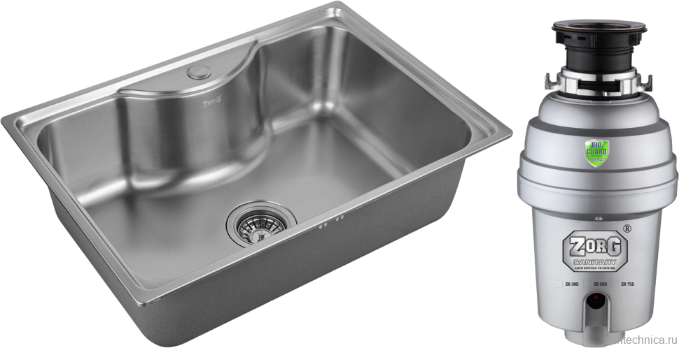 Комплект Мойка Zorg R ZR 6545 нержавеющая сталь + Измельчитель Inox D