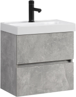 Тумба с раковиной Belux Бостон 50 подвесная, бетон чикаго светло-серый, 2 ящика