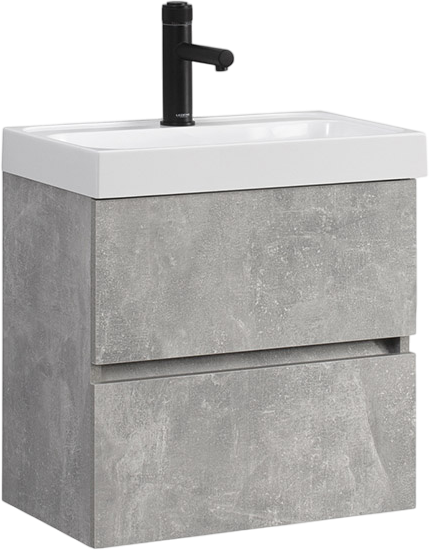 Тумба с раковиной Belux Бостон 50 подвесная, бетон чикаго светло-серый, 2 ящика