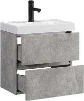 Тумба с раковиной Belux Бостон 50 подвесная, бетон чикаго светло-серый, 2 ящика