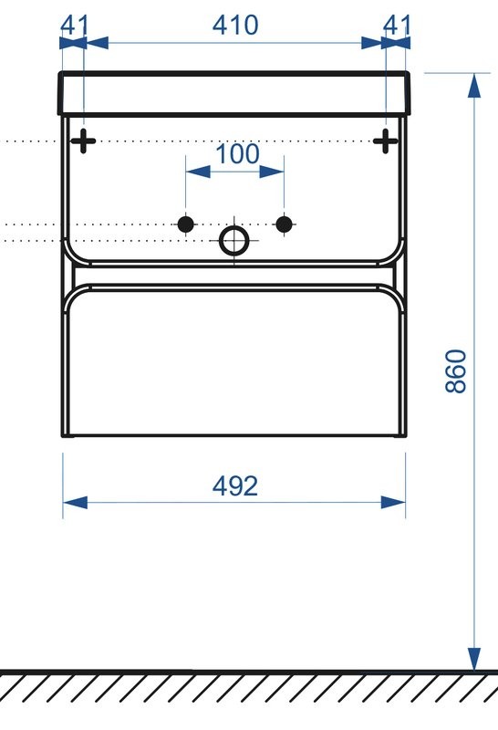 Тумба с раковиной Belux Бостон 50 подвесная, бетон чикаго светло-серый, 2 ящика