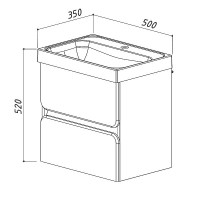 Тумба с раковиной Belux Бостон 50 подвесная, бетон чикаго светло-серый, 2 ящика