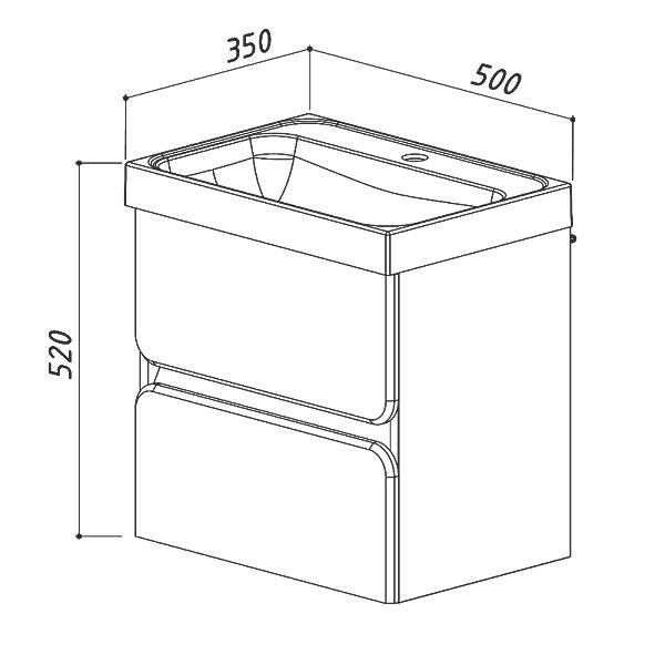 Тумба с раковиной Belux Бостон 50 подвесная, бетон чикаго светло-серый, 2 ящика