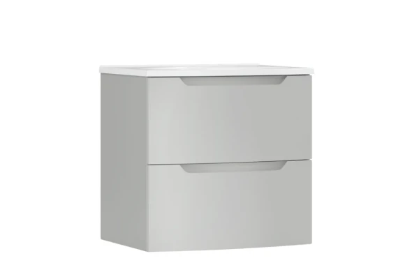 Тумба с раковиной Belux Ганновер 60 подвесная, silver, 2 ящика