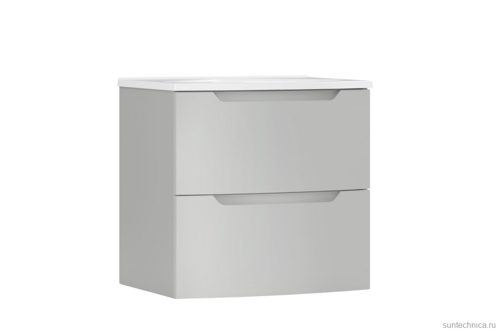 Тумба с раковиной Belux Ганновер 60 подвесная, silver, 2 ящика