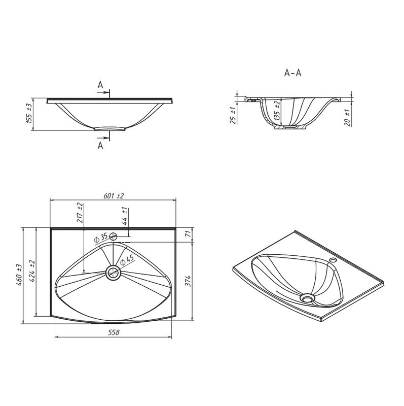 Тумба с раковиной Belux Ганновер 60 подвесная, silver, 2 ящика