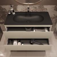 Тумба с раковиной Vincea Welle 100 m.beige soft-touch, раковина VCB-4H100A антрацит