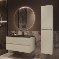 Тумба с раковиной Vincea Welle 100 m.beige soft-touch, раковина VCB-4H100A антрацит