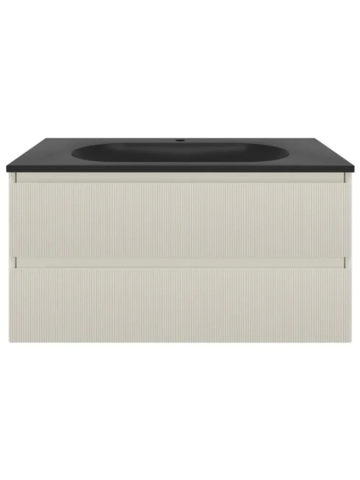 Тумба с раковиной Vincea Welle 100 m.beige soft-touch, раковина VCB-4H100A антрацит