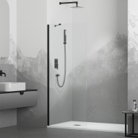 Душевая перегородка RGW Walk In WA-102B 80x195, профиль черный, стекло прозрачное 6 мм