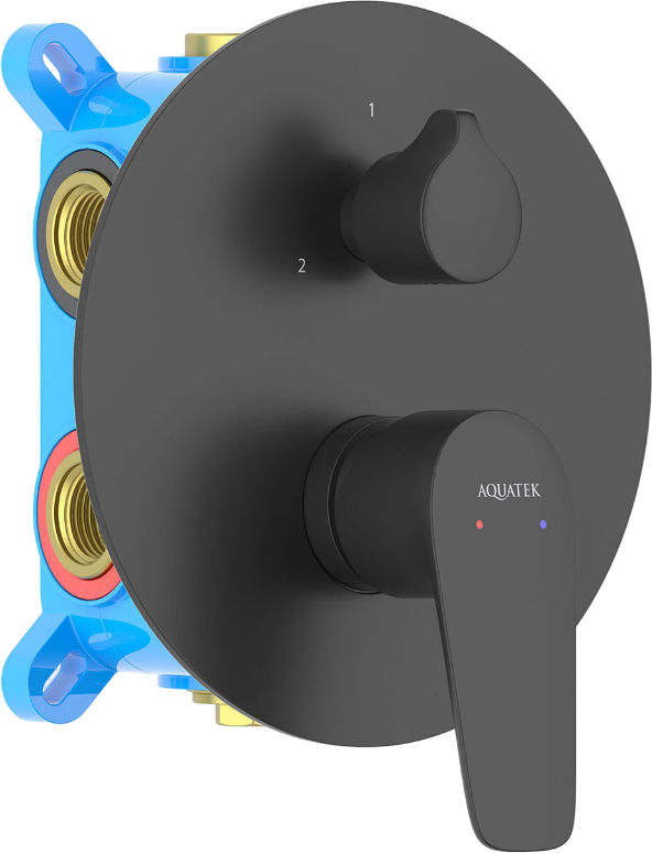 Встраиваемый смеситель для душа и ванны AQUATEK Бетта AQ1147MB С ВНУТРЕННЕЙ ЧАСТЬЮ, матовый черный