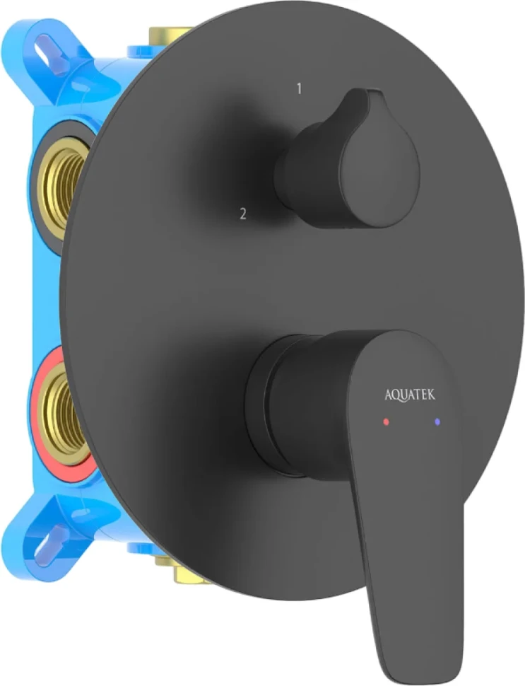 Встраиваемый смеситель для душа и ванны AQUATEK Бетта AQ1147MB С ВНУТРЕННЕЙ ЧАСТЬЮ, матовый черный