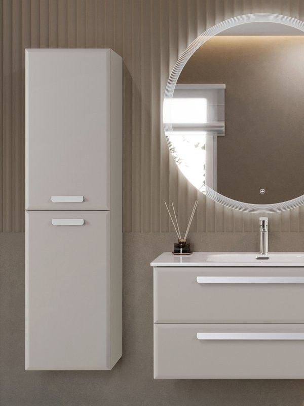 Шкаф-пенал для ванной Cezares Eco-Cer-N 40 универсальный серо-бежевый матовый, ручки сатин