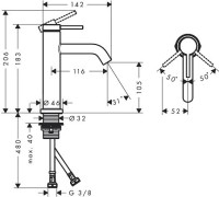 Смеситель для раковины Hansgrohe Tecturis S 110 73311670 матовый черный