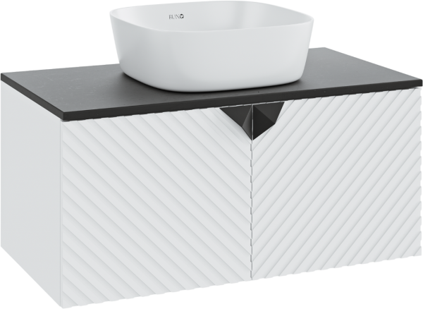 Тумба с раковиной Runo Андорра 85 белая матовая, черная, раковина Bella 40