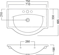 Раковина Hatria Sophie Y0FG01 75 см, белая