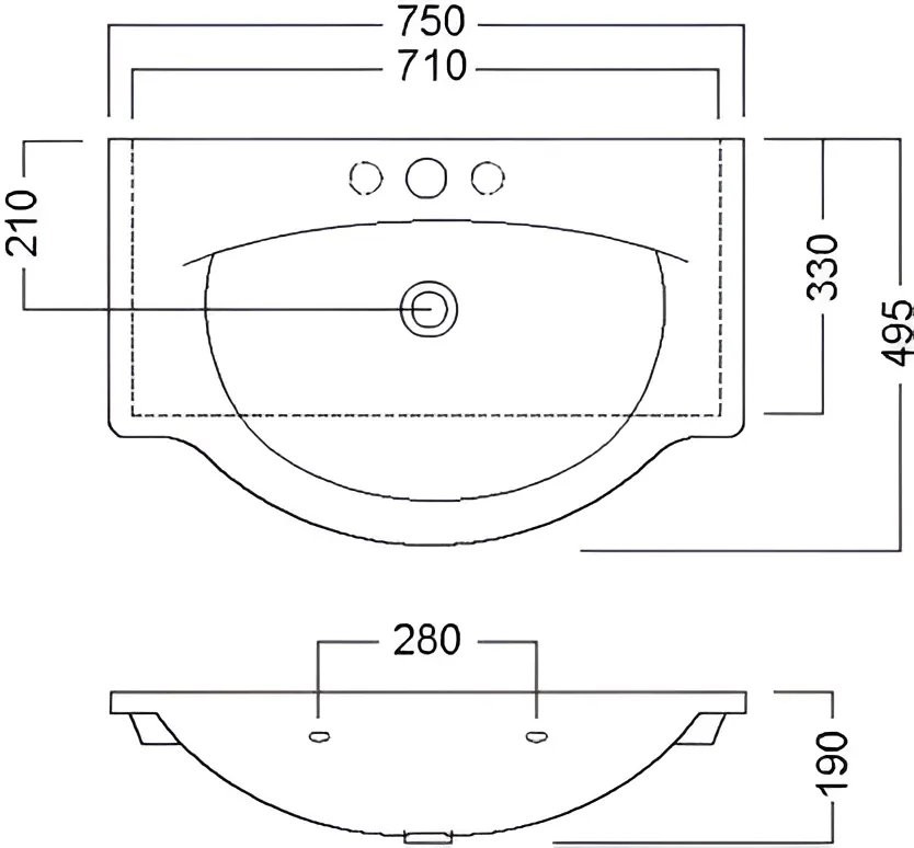 Раковина Hatria Sophie Y0FG01 75 см, белая