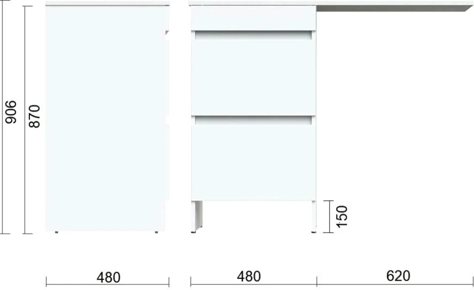 Мебель для ванной комнаты Orange Sistema 110 L с ящиками, под стиральную машину