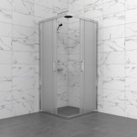 Душевой уголок Triton Фикс 80x80 см, без поддона, профиль хром, стекло вельвет