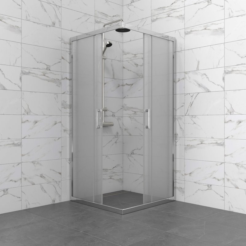 Душевой уголок Triton Фикс 80x80 см, без поддона, профиль хром, стекло вельвет