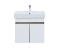 Тумба под раковину без столешницы Aquanet Оптима 60 подвесная, дуб светлый, белый сатин
