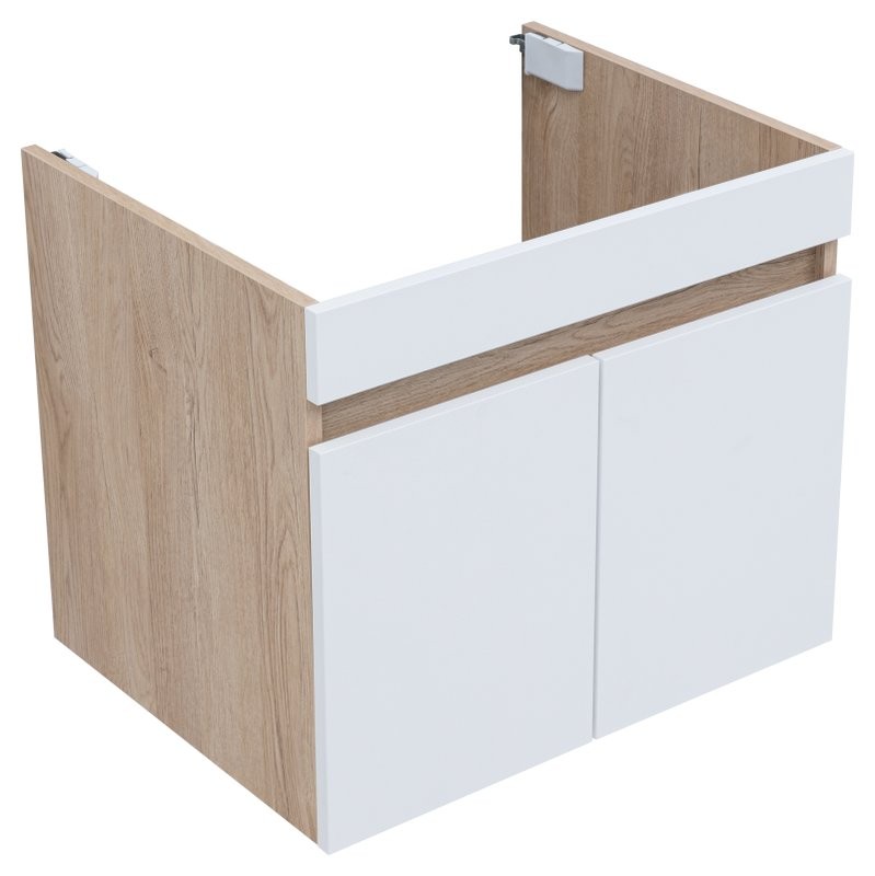 Тумба под раковину без столешницы Aquanet Оптима 60 подвесная, дуб светлый, белый сатин