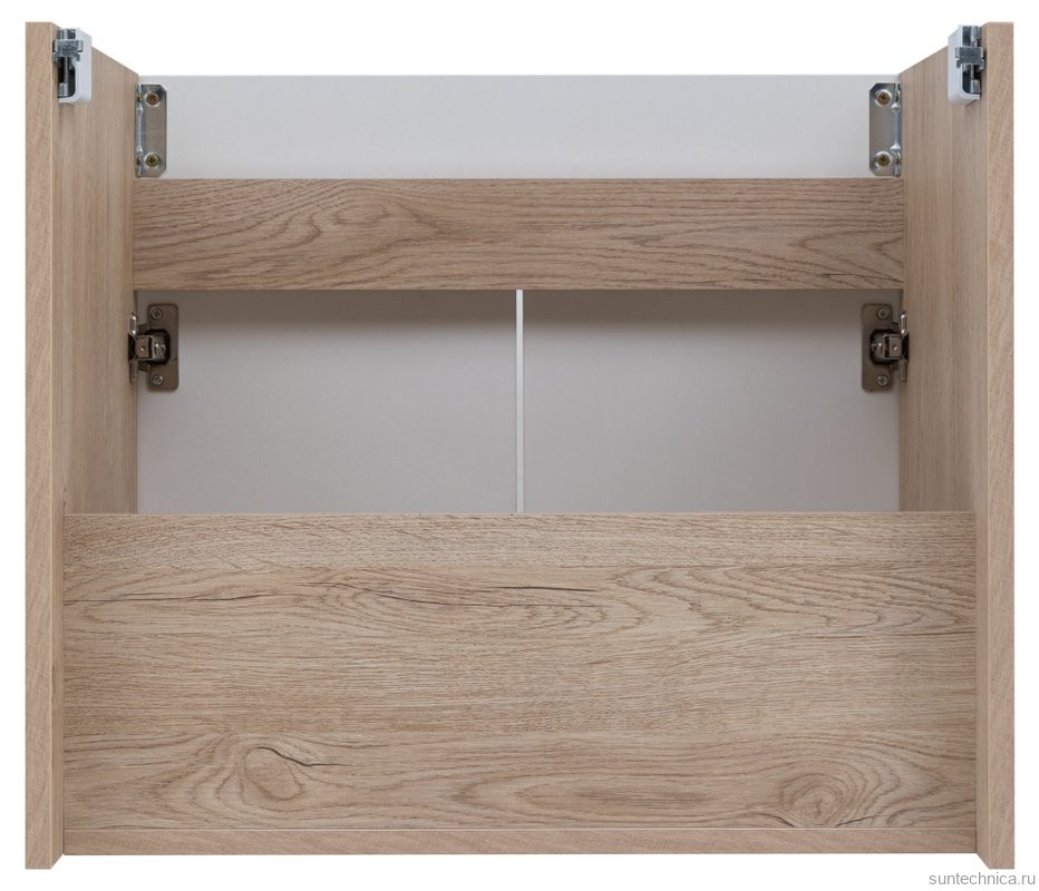 Тумба под раковину без столешницы Aquanet Оптима 60 подвесная, дуб светлый, белый сатин