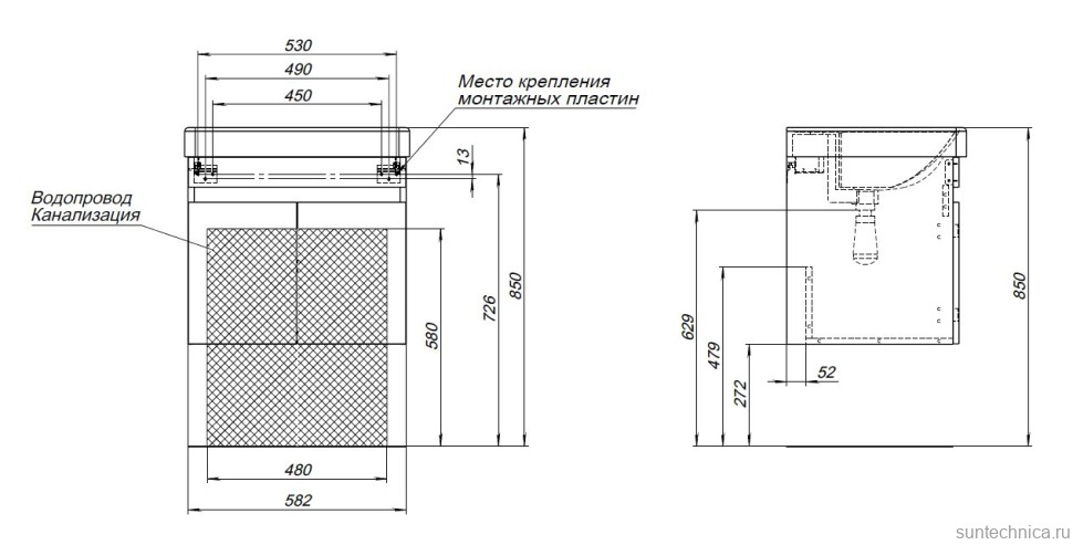 Тумба под раковину без столешницы Aquanet Оптима 60 подвесная, дуб светлый, белый сатин