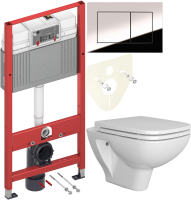 Комплект Унитаз подвесной VitrA Berg 5507B003-6280 с микролифтом + Инсталляция TECE Now 9400412 4 в 1 с кнопкой смыва