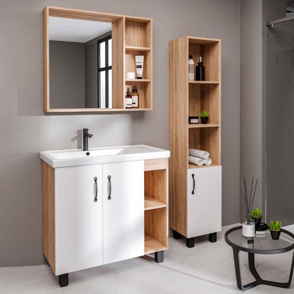 Мебель для ванной комнаты Grossman Флай 80 дуб сонома, белая