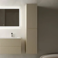 Шкаф пенал для ванной Sancos Snob R 35 см, универсальный, beige soft