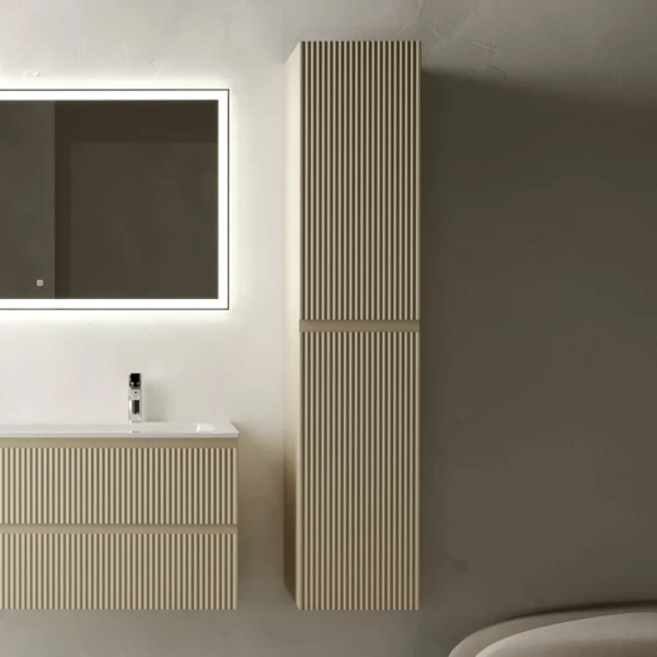 Шкаф пенал для ванной Sancos Snob R 35 см, универсальный, beige soft