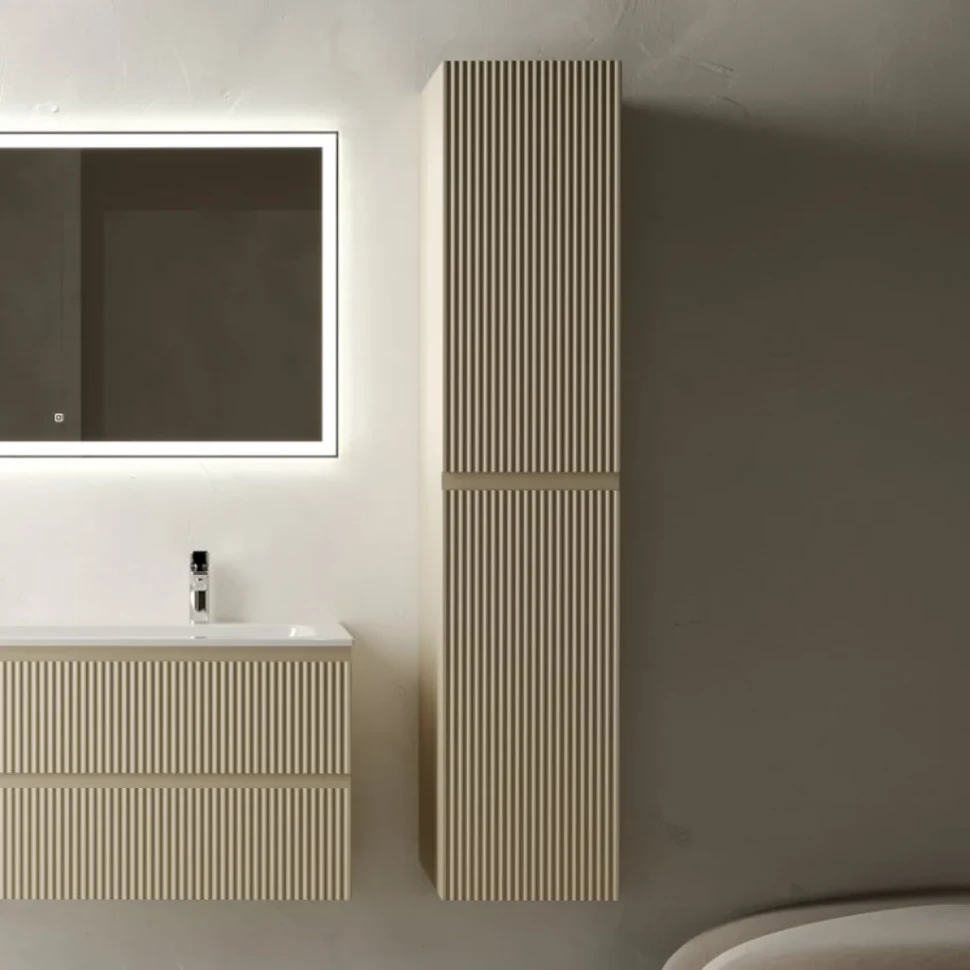 Шкаф пенал для ванной Sancos Snob R 35 см, универсальный, beige soft
