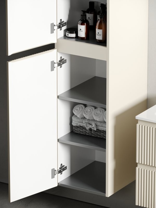 Шкаф пенал для ванной Sancos Snob R 35 см, универсальный, beige soft