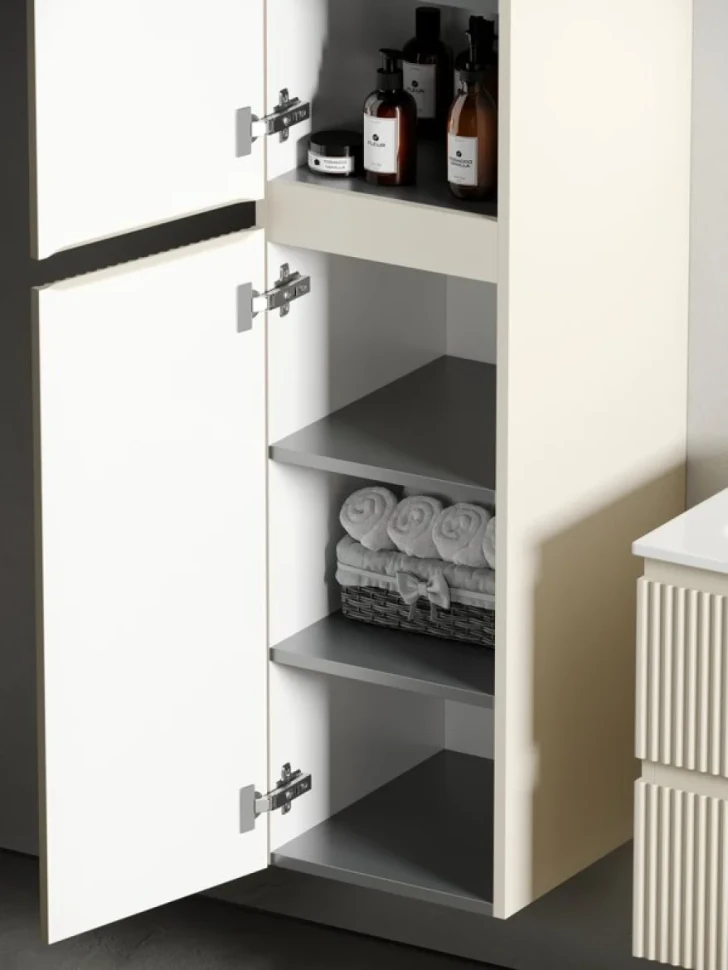 Шкаф пенал для ванной Sancos Snob R 35 см, универсальный, beige soft