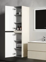 Шкаф пенал для ванной Sancos Snob R 35 см, универсальный, beige soft